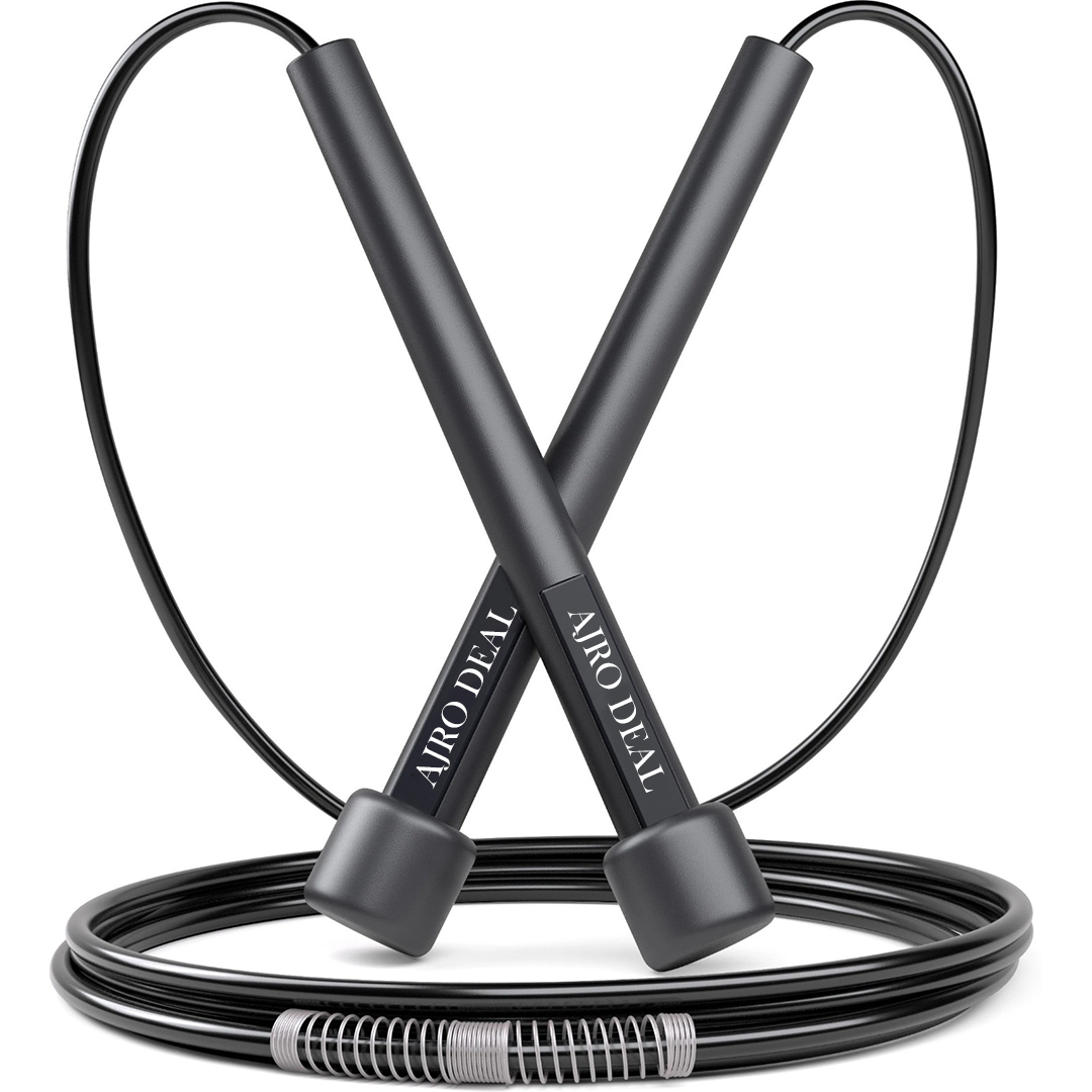 AJRO DEAL 4-in-1 Fitness Kit – Ab Wheel Roller, Hand Grip, Resistance Tube & Skipping Rope | Gym & Home Workout Accessories for Men & Women