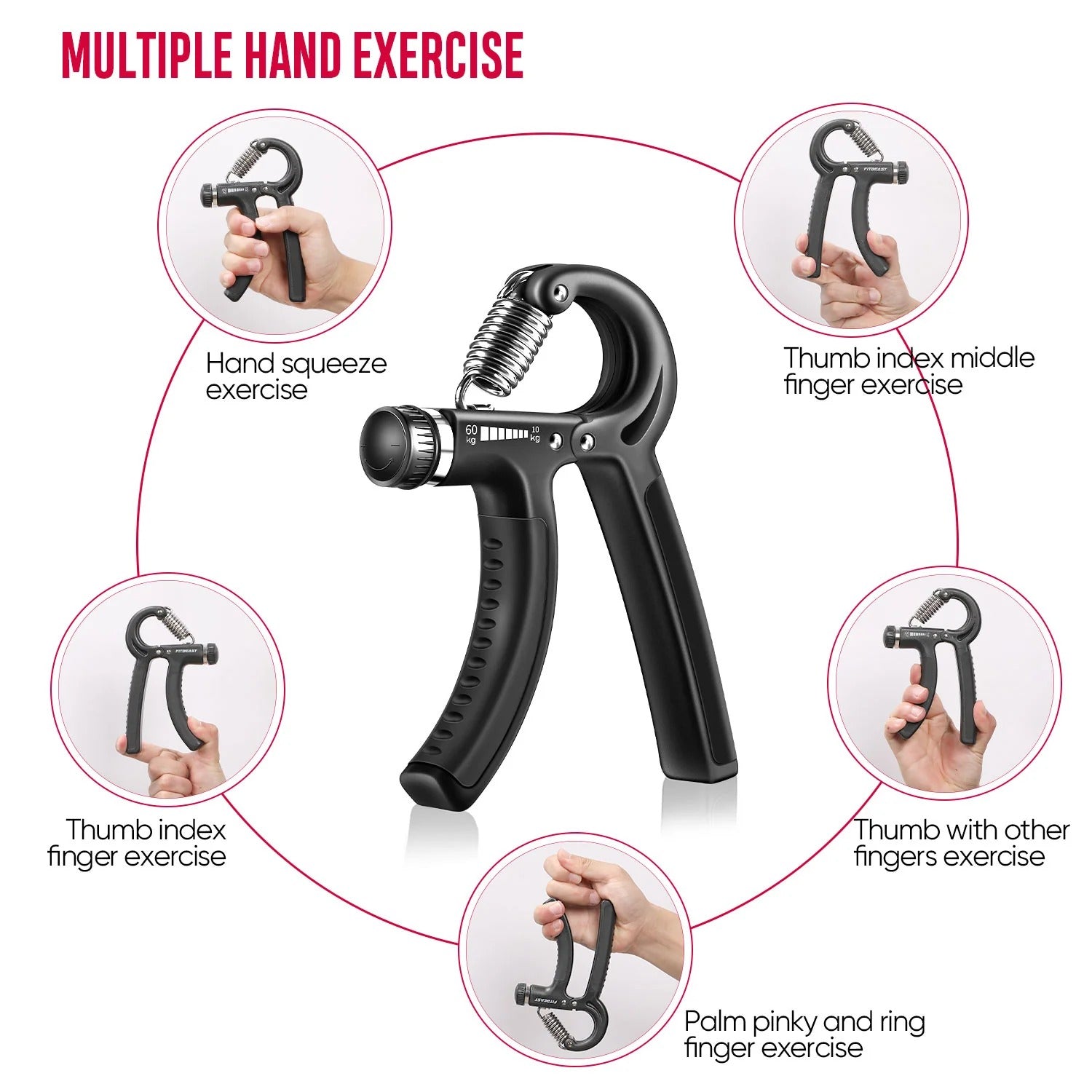 Adjustable Hand Grip with Smart Counter | Resistance (10KG - 40KG) |  Hand/Power Gripper for Home Workouts | Perfect for Finger & Forearm  Exercises 