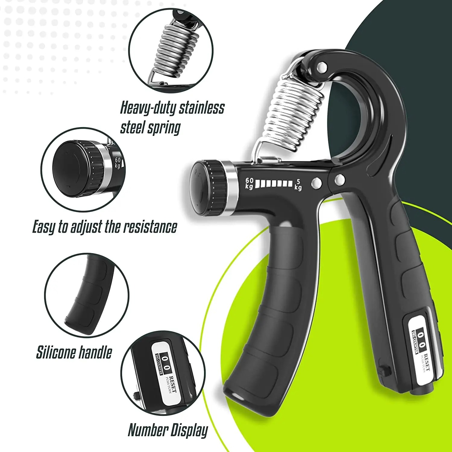 AJRO DEAL Hand Power Gripper & Finger Resistance Band | Hand Grip Strengthener for Muscle Building, Finger Exercise & Injury Recovery