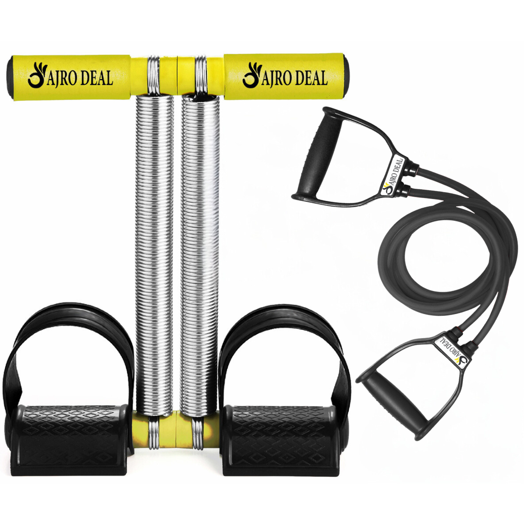 Double Spring Tummy Trimmer with Heavy Resistance Band & Toning Tube | Ab Exerciser for Weight Loss, Core Strength & Full Body Workout