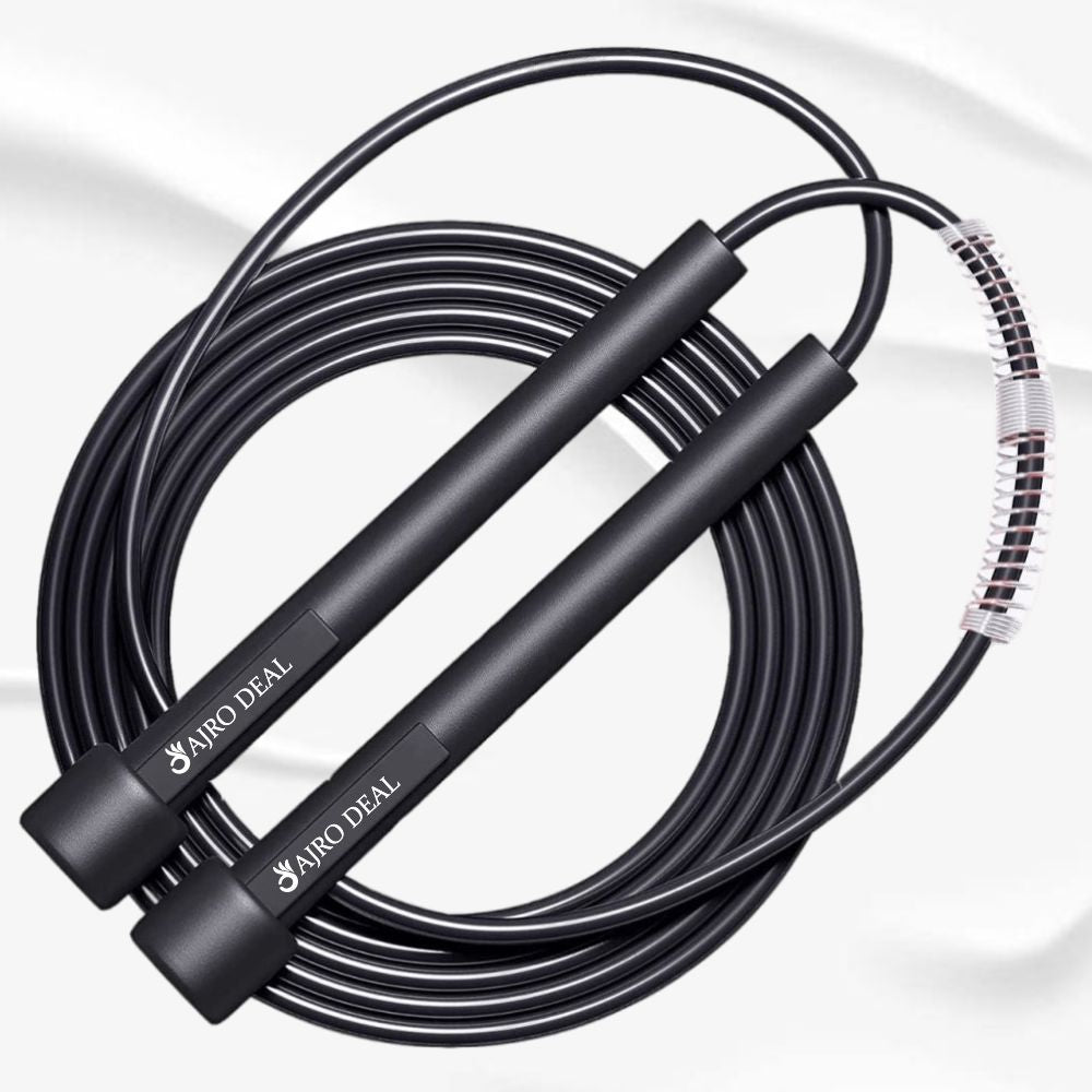 AJRO DEAL 4-in-1 Fitness Kit – Ab Wheel Roller, Hand Grip, Resistance Tube & Skipping Rope | Gym & Home Workout Accessories for Men & Women