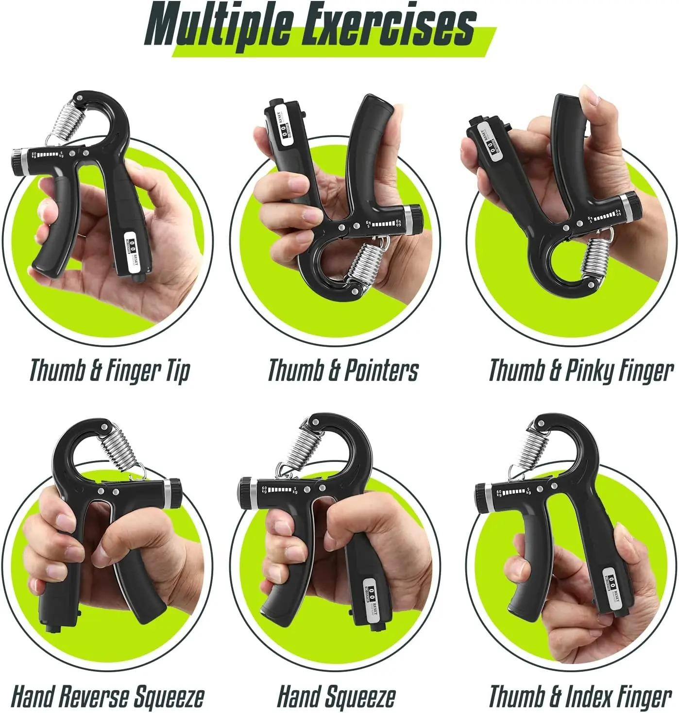 AJRO DEAL Hand Power Gripper & Finger Resistance Band | Hand Grip Strengthener for Muscle Building, Finger Exercise & Injury Recovery