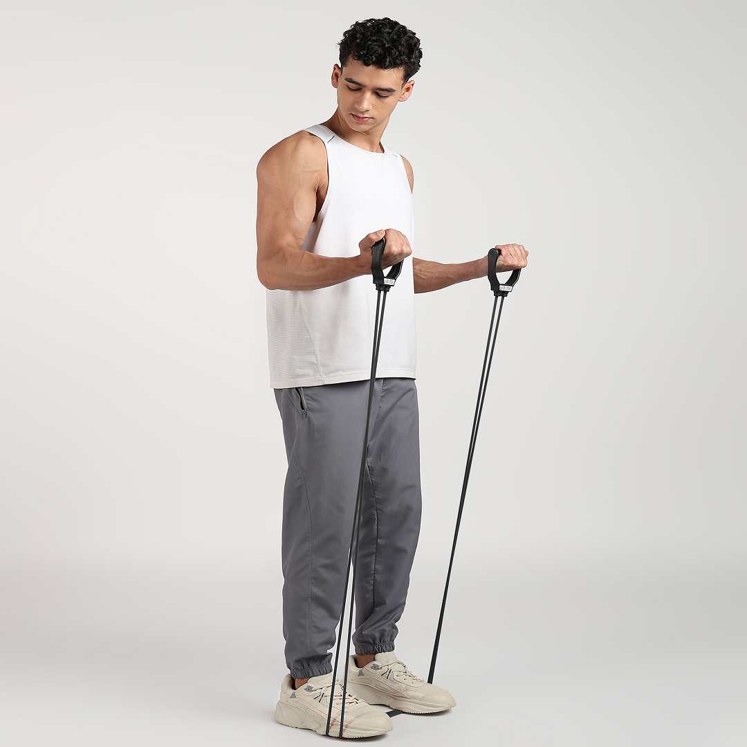 AJRO DEAL 4-in-1 Fitness Kit – Ab Wheel Roller, Hand Grip, Resistance Tube & Skipping Rope | Gym & Home Workout Accessories for Men & Women