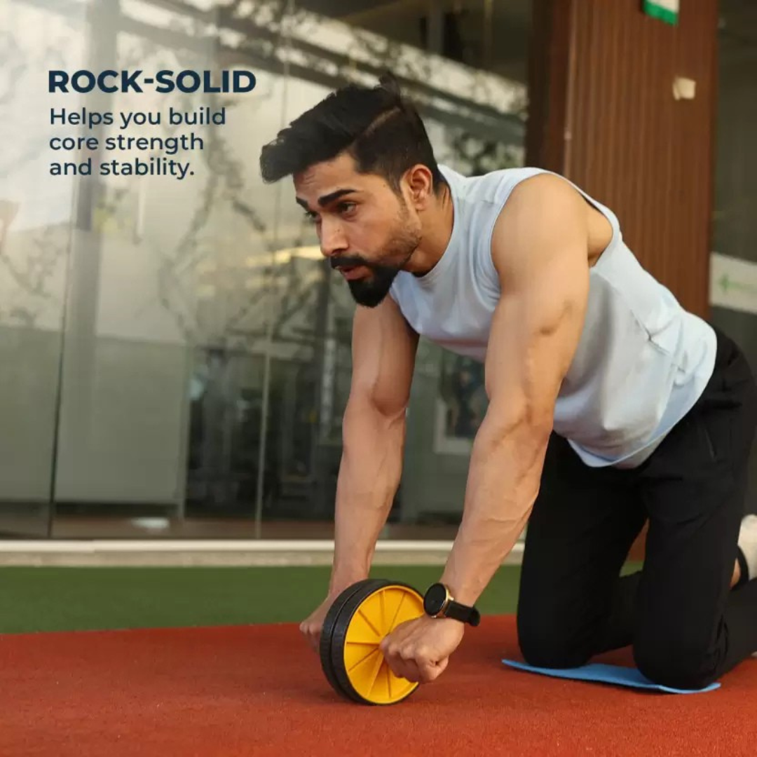AJRO DEAL 4-in-1 Fitness Kit – Ab Wheel Roller, Hand Grip, Resistance Tube & Skipping Rope | Gym & Home Workout Accessories for Men & Women