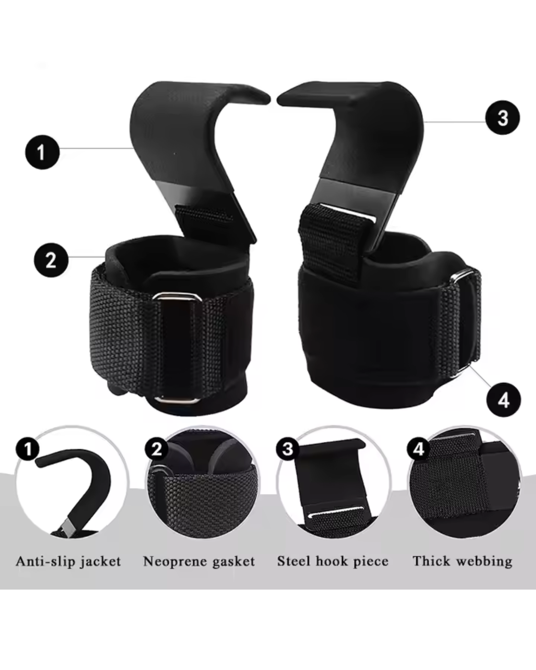 AJRO DEAL Weight Lifting Hooks, Adjustable Lifting Grips for Men and Women Hand Grip Hand Support