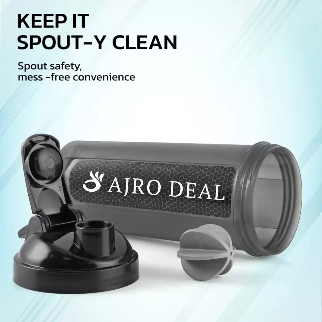 AJRO DEAL 700ml Gym Shaker Bottle with Whisk Ball | BPA-Free Protein Mixer (Black, Pack of 1)