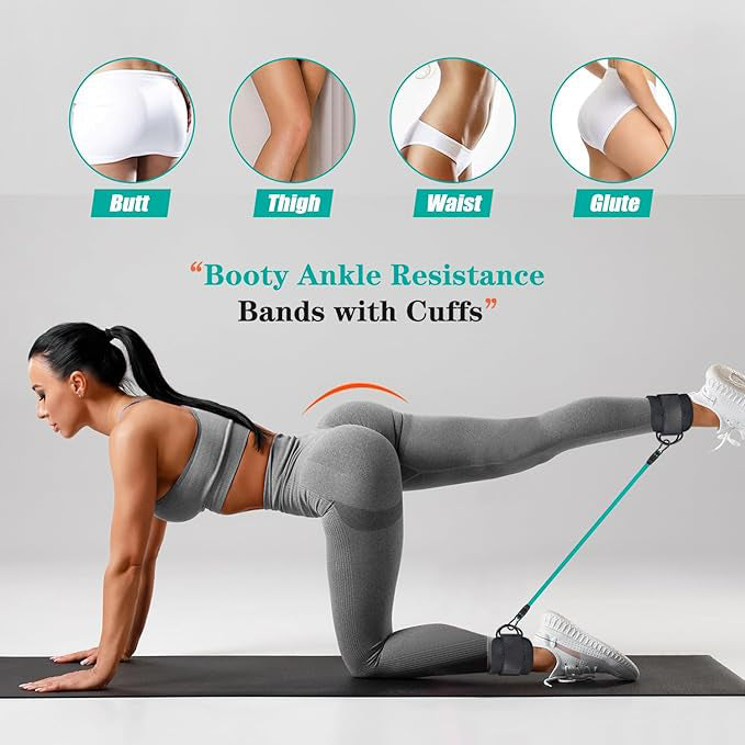 Ankle Resistance Bands, Ankle Bands for Working Out with Cuffs, Resistance Bands for Leg Butt Training Workout Equipment for Kickbacks Hip Gluteus Training Exercises, Ankle Strap with Exercise