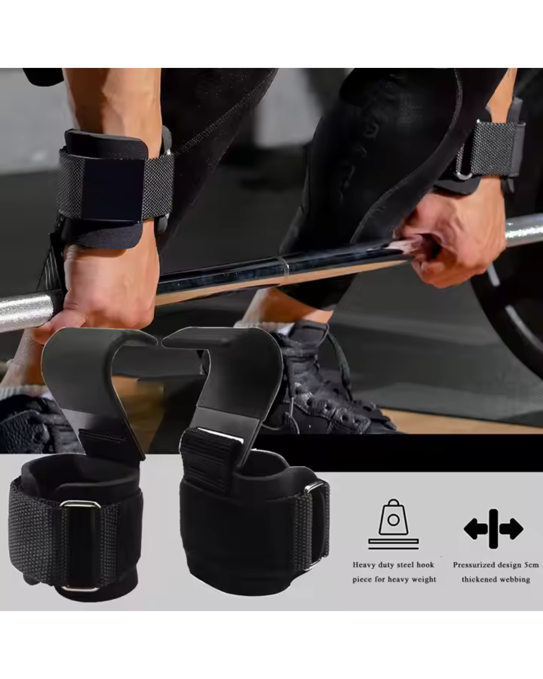 AJRO DEAL Weight Lifting Hooks, Adjustable Lifting Grips for Men and Women Hand Grip Hand Support