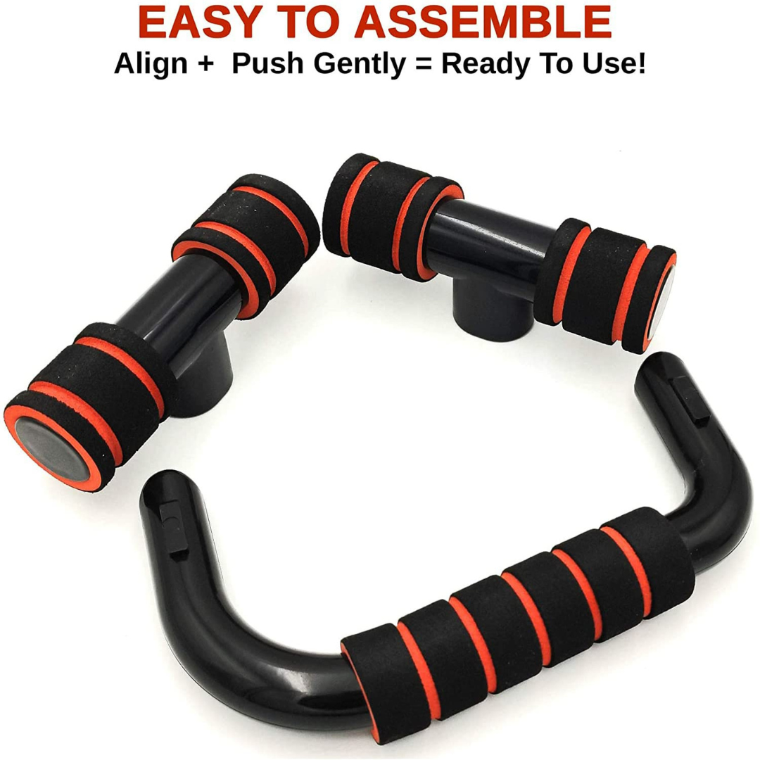 AJRO DEAL 4-in-1 Home Gym Fitness Kit – Push-Up Bars, Abs Roller, Tummy Trimmer & Resistance Tube | Workout Accessories for Men & Women