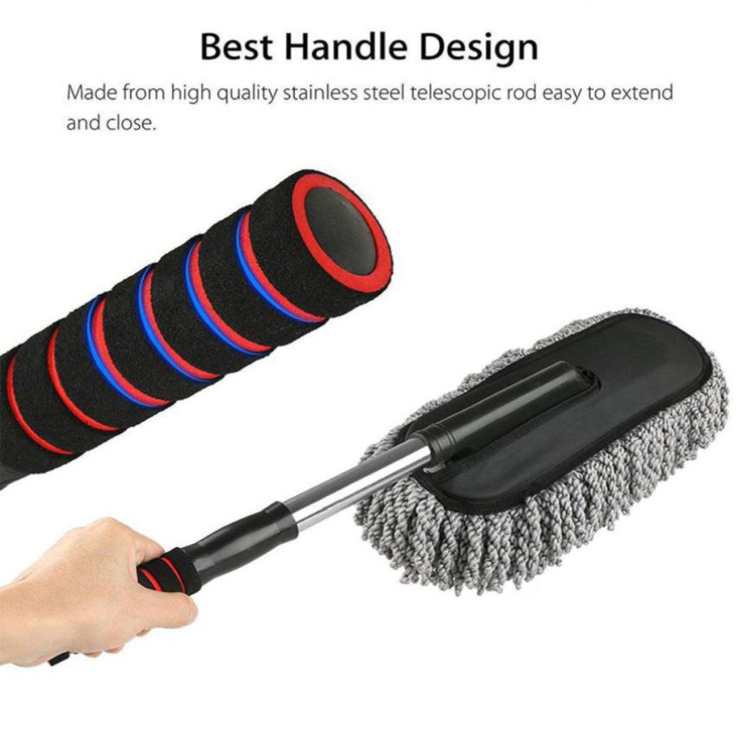 Progience Microfiber Wash Brushes With Long Handle Scalable Car Cleaning  Wet and Dry Duster