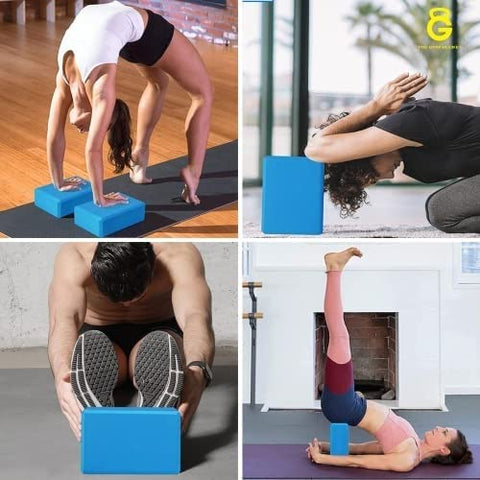 High Density EVA Foam Yoga Block for Improve Strength| Flexibility| Yoga Brick & Yoga Strap with Extra Safe Adjustable D-Ring Buckle for Back Support Bend, Yoga Session for Unisex