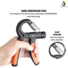 Adjustable Hand Grip Strengthener, Hand Gripper for Men & Women for Gym Workout Hand Exercise Equipment to Use in Home for Forearm Exercise, Finger Exercise (Orange)