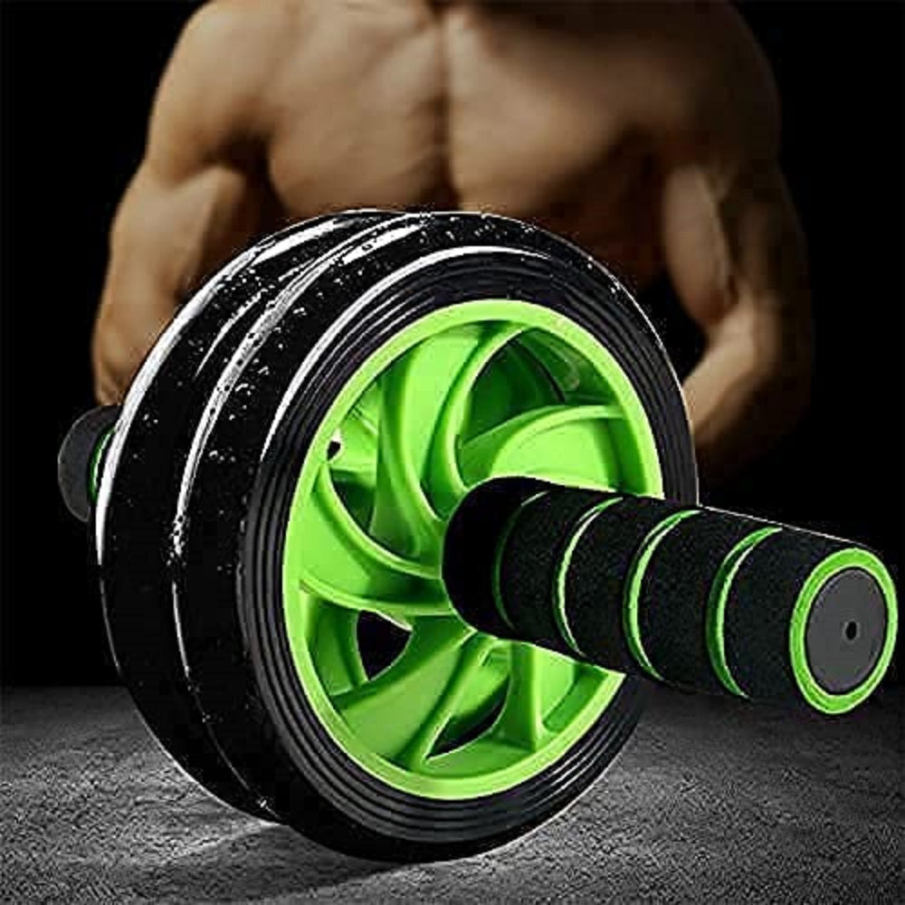 Anti Skid Double Wheel, Body AB Roller Exerciser for Abdominal Stomach Exercise Training with Steel Handle for Men, Women & Unisex