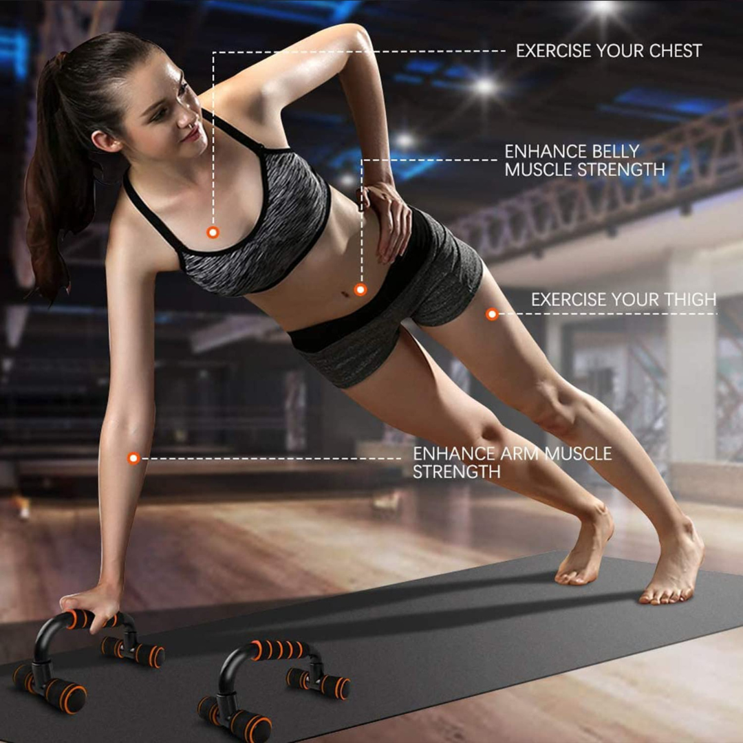 AJRO DEAL 4-in-1 Home Gym Fitness Kit – Push-Up Bars, Abs Roller, Tummy Trimmer & Resistance Tube | Workout Accessories for Men & Women