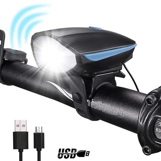 USB Rechargeable Cycle Horn with Light with USB Rechargeable Cycle tail light LED Front Rear Light Combo