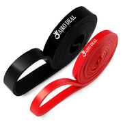 Resistance Bands for Workout | Resistance Band Set | Exercise Band for Home Gym Fitness | Pull Up Band | Loop Band | Stretching Band for Men & Women (Red, Black/Light & Medium Resistance)