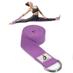 Yoga Stretch Belt/Strap with Extra Safe Adjustable D-Ring Buckle for Pilates, Gym Workouts, Physical Therapy