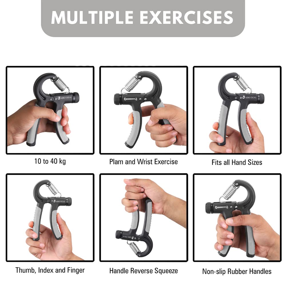 Adjustable Hand Grip with Smart Counter | Resistance (10KG - 40KG) |  Hand/Power Gripper for Home Workouts | Perfect for Finger & Forearm  Exercises 