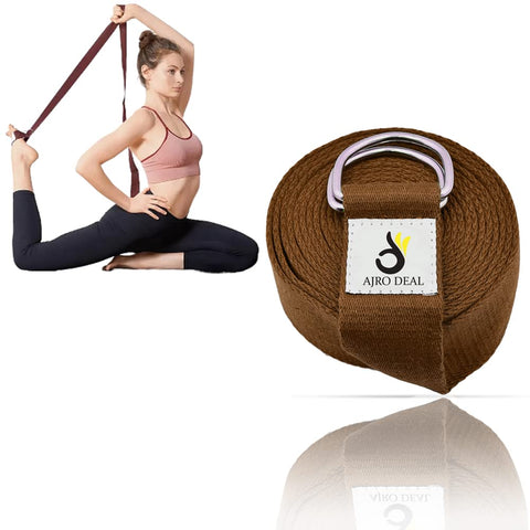 Cotton Yoga Strap/Belt with Extra Safe Adjustable D-Ring Buckle