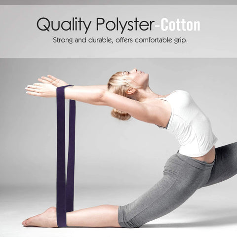 Cotton Yoga Strap/Belt with Extra Safe Adjustable D-Ring Buckle for Pilates, Gym Workouts, Physical Therapy