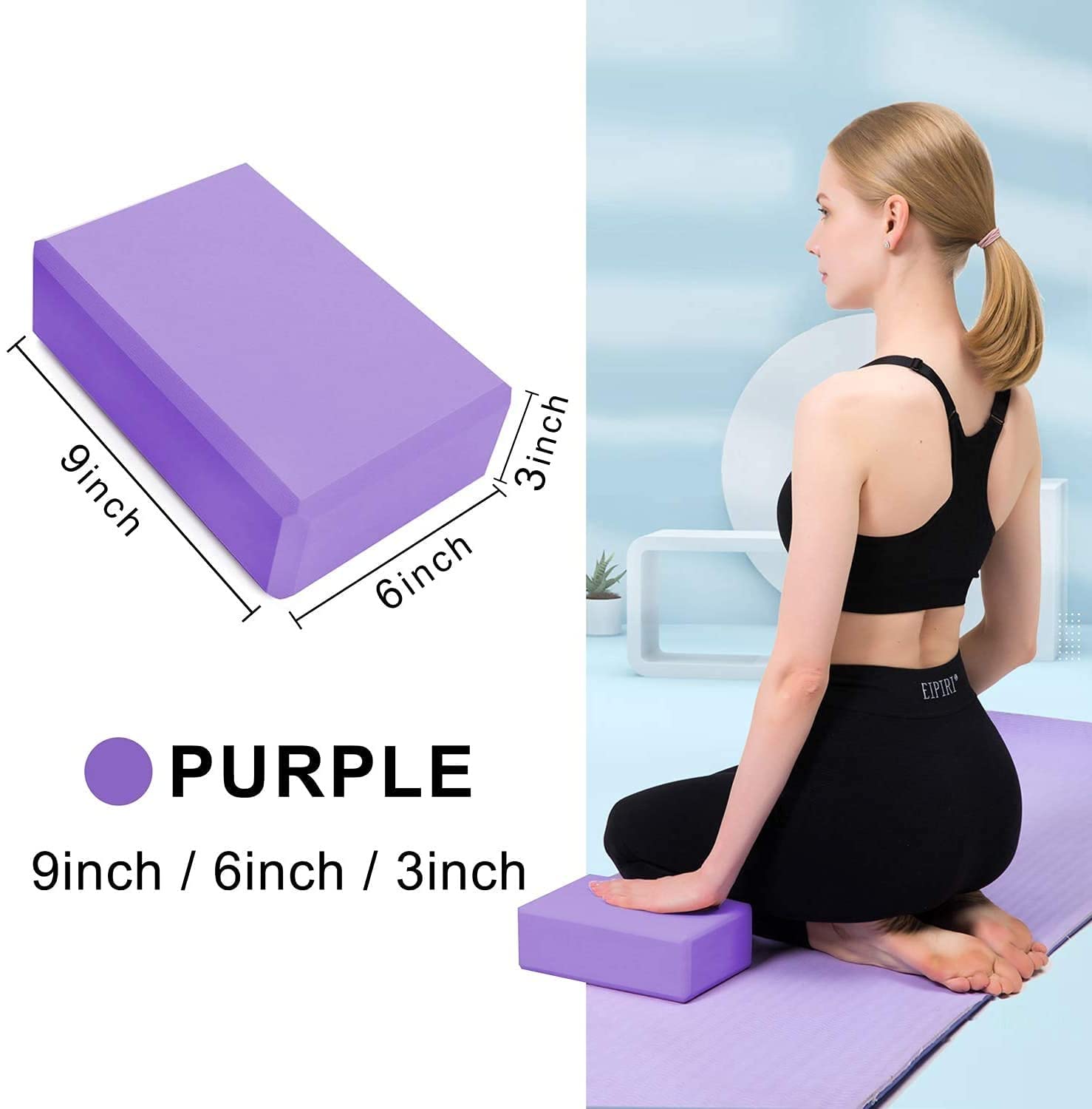 2PCS Pilates Yoga Block, EVA Foaming Bricks, High Density Head Block  Exercise Fitness Stretching Aid Gym Brick Deepen Poses Improve Strength