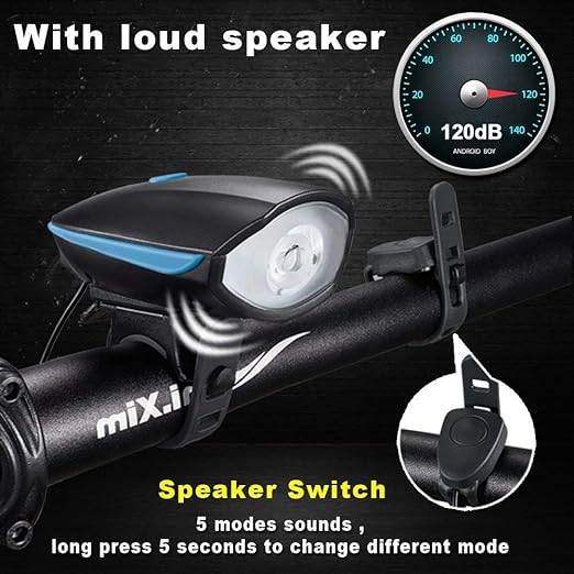 USB Rechargeable Cycle Horn with Light with USB Rechargeable Cycle tail light LED Front Rear Light Combo
