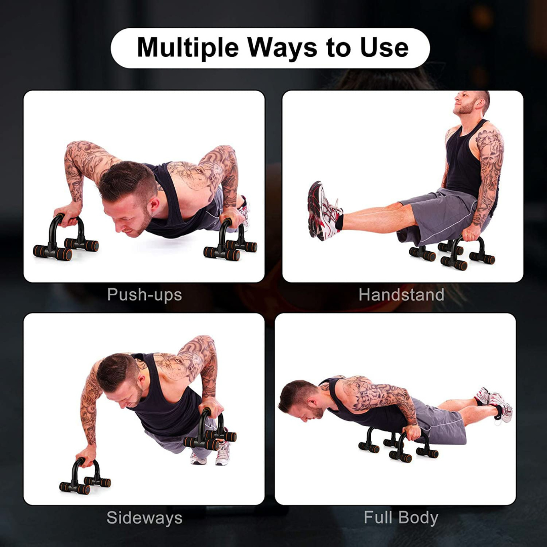 AJRO DEAL 4-in-1 Home Gym Fitness Kit – Push-Up Bars, Abs Roller, Tummy Trimmer & Resistance Tube | Workout Accessories for Men & Women