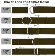 Cotton Yoga Strap/Belt with Extra Safe Adjustable D-Ring Buckle for Pilates, Gym Workouts, Physical Therapy, Improves Sitting Posture for Women & Men