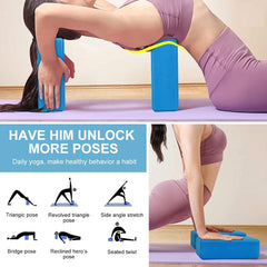 Yoga Belt/Strap with 8 Loop & High Density Yoga EVA FOAM Brick/Blocks for Back Support Bend, Yoga Session, Meditation, Improve Strength, Balance And Flexibility For Unisex