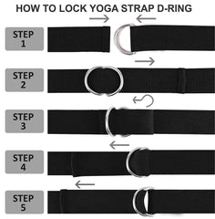 Yoga Stretch Belt/Strap with Extra Safe Adjustable D-Ring Buckle for Pilates, Gym Workouts, Physical Therapy, Improves Sitting Posture for Women & Men