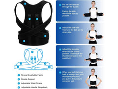 Premium Magnetic Back Brace Posture Corrector Therapy Shoulder Belt for Lower & Upper Back Pain Relief with Back Support Plates Man & Woman (Free Size)