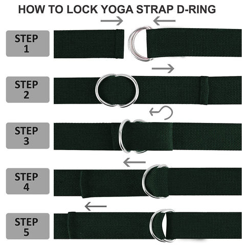 Cotton Yoga Strap/Yoga Belt Stretch Bands with Extra Safe Adjustable D-Ring Buckle for Daily Stretching, Physical Therapy, Fitness