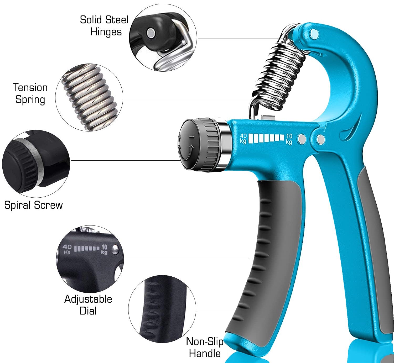 Adjustable Hand Grip Strengthener, Hand Gripper for Men & Women for Gym Workout Hand Exercise Equipment to Use in Home for Forearm Exercise, Finger Exercise