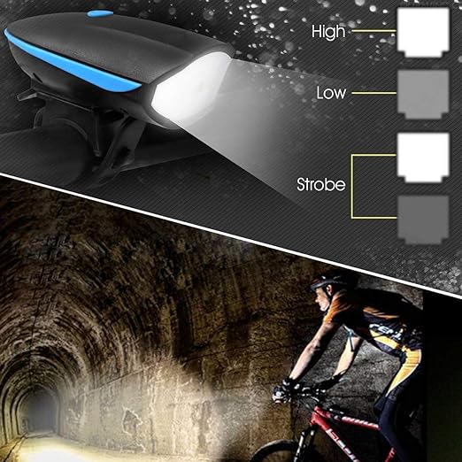 USB Rechargeable Cycle Horn with Light with USB Rechargeable Cycle tail light LED Front Rear Light Combo