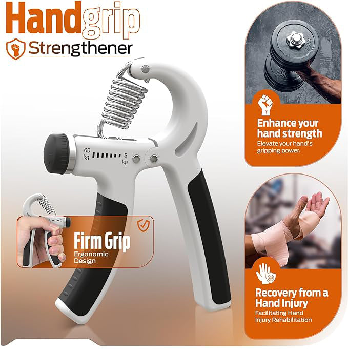 Adjustable Hand Gripper & Guitar Strength Trainer for Home & Gym Workouts | Perfect for Finger & Forearm Hand Exercises & Strength Building for Men & Women