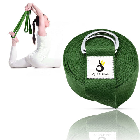 Cotton Yoga Strap/Yoga Belt Stretch Bands with Extra Safe Adjustable D-Ring Buckle for Daily Stretching, Physical Therapy, Fitness