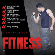 Resistance Tube Exercise Bands for Stretching, Workout | Toning / Rubber Band, Toning Tube- Average