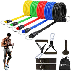 Resistance Bands Set for Exercise, Stretching and Workout Toning Tube Kit with Foam Handles, Door Anchor, Ankle Strap and Carrying Bag for Men, Women (150 LB) ,Rubber