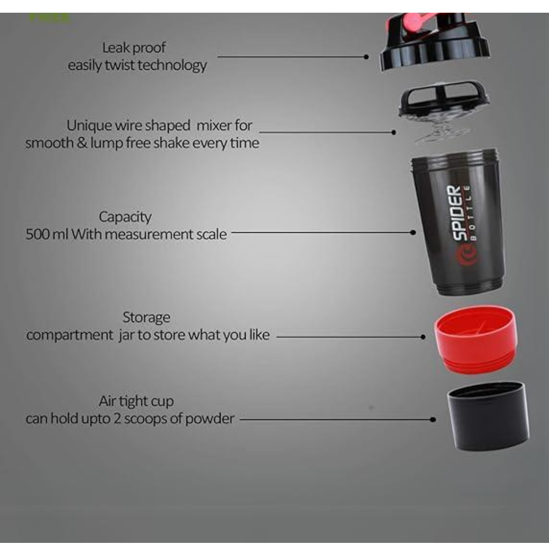 Gym Shaker Bottle, Shakers for Protein Shake with 2 Storage Compartment Gym protein shaker for workout