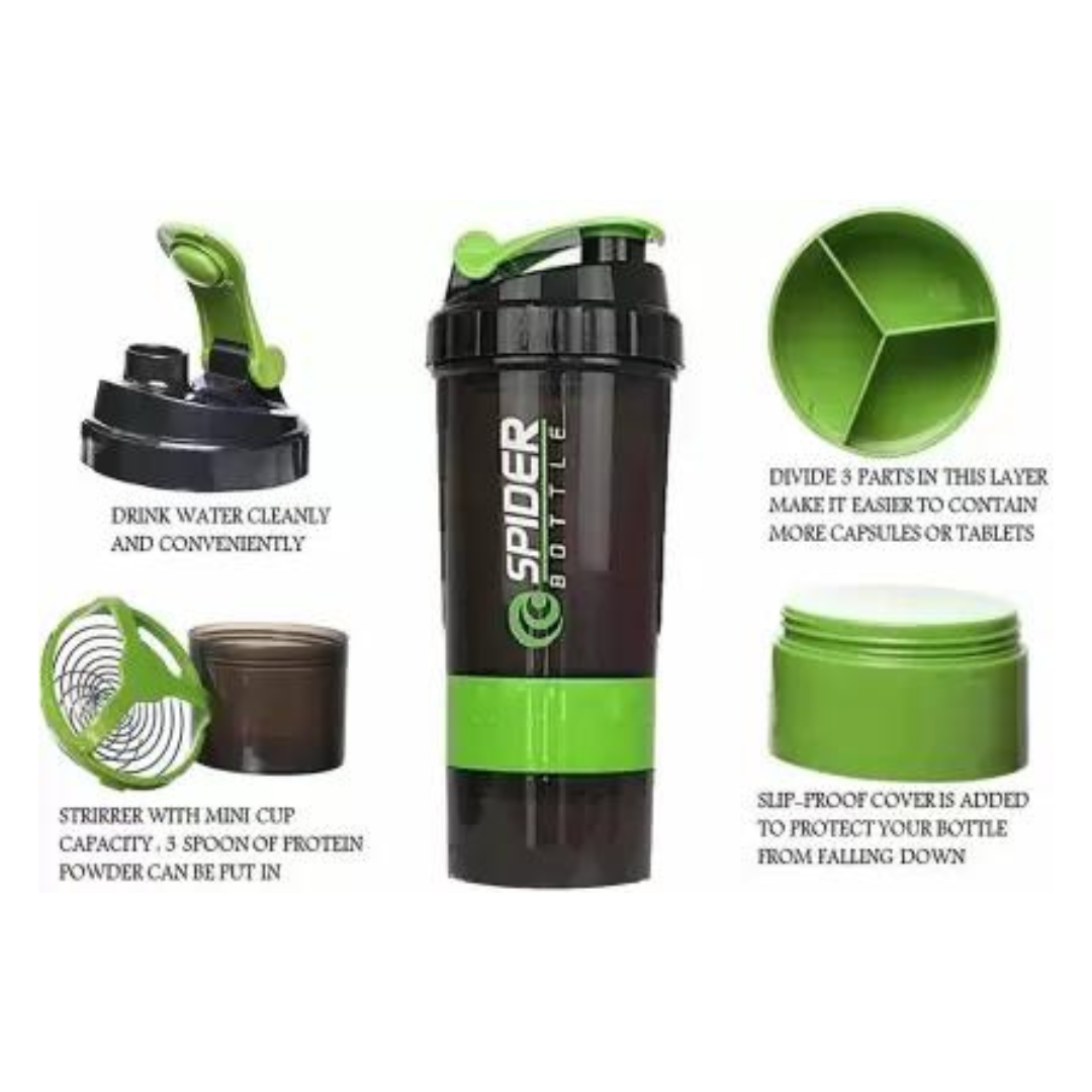 Gym Shaker Bottle, Shakers for Protein Shake with 2 Storage Compartment Gym protein shaker for workout