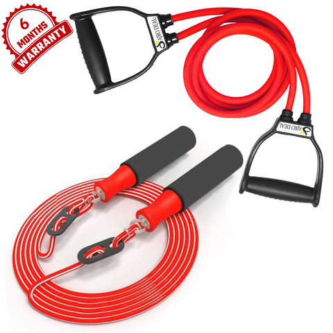 Double Toning Resistance Tube Band with Skipping Rope Exercise Band fo –  AJRO DEAL