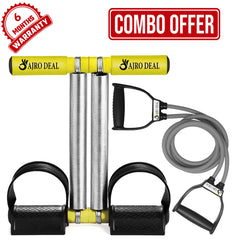 Gym Combo Double Spring Tummy Trimmer With Heavy Resistance Band Toning Tube Ab Exerciser