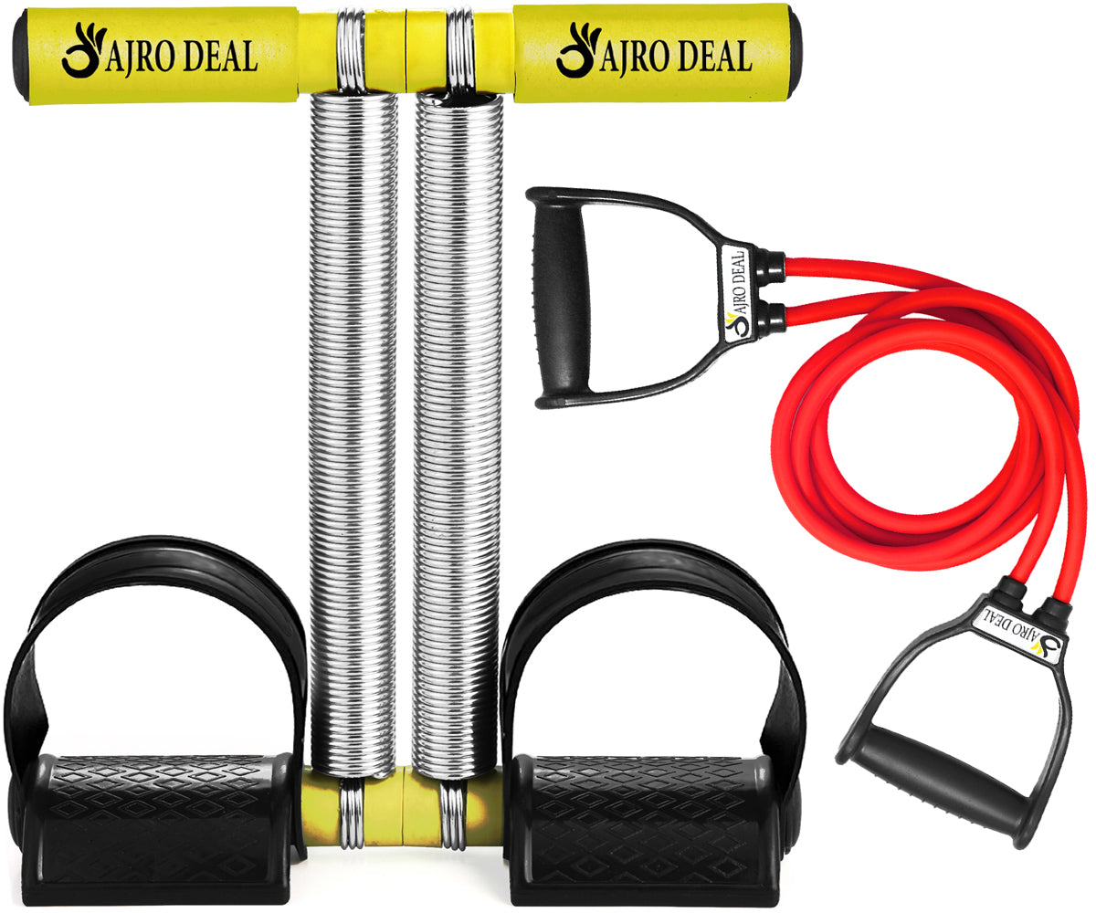 Double Spring Tummy Trimmer with Heavy Resistance Band & Toning Tube | Ab Exerciser for Weight Loss, Core Strength & Full Body Workout