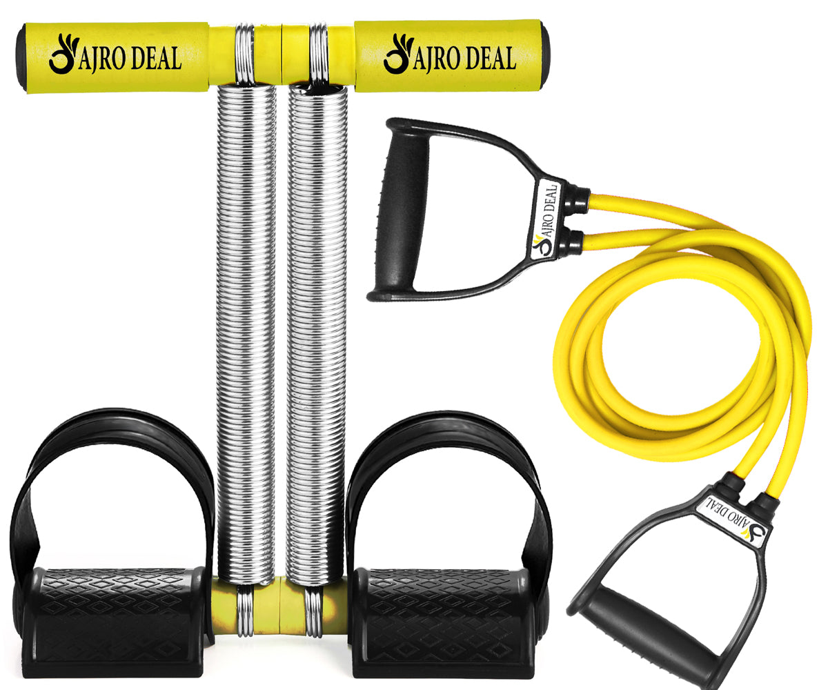 Double Spring Tummy Trimmer with Heavy Resistance Band & Toning Tube | Ab Exerciser for Weight Loss, Core Strength & Full Body Workout
