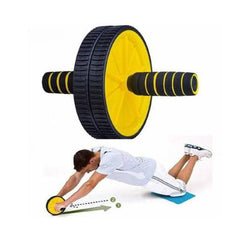 Double Wheel AB Roller Exerciser for Abdominal Stomach Exercise Training with Knee Mat Steel Handle