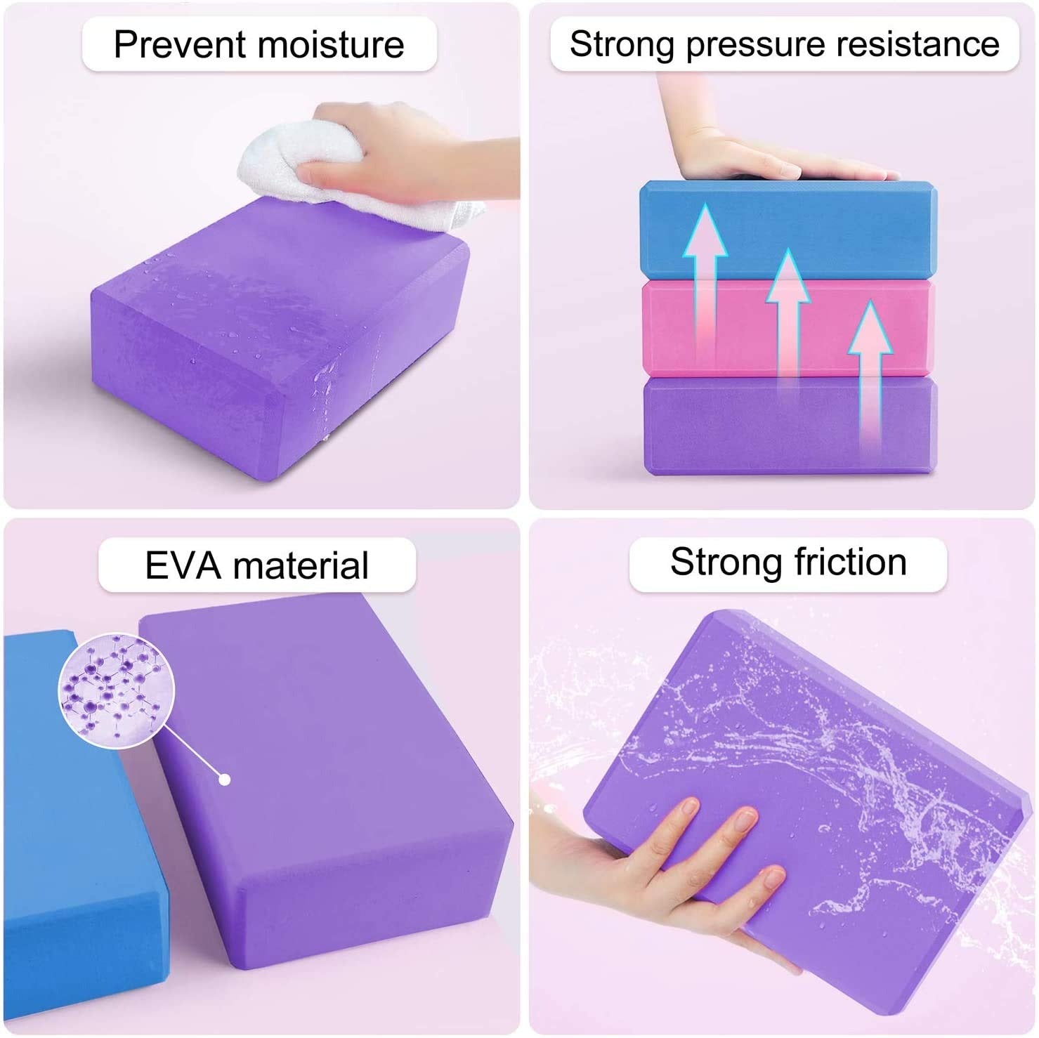 High Density Eva Foam Yoga Blocks Set Of 2,Non Toxic Anti Skid Yoga Brick Block For Improve Strength And Aid Balance And Flexibility For Women Yoga Accessories Equipment (9 x 6 x 2.5) Inches