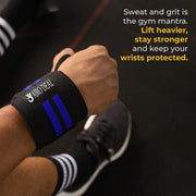 Wrist Support Band with Thumb Loop for Gym, Cross-Fit, Weight Lifting, Power Lifting, Calisthenics for Men & Women (Blue)
