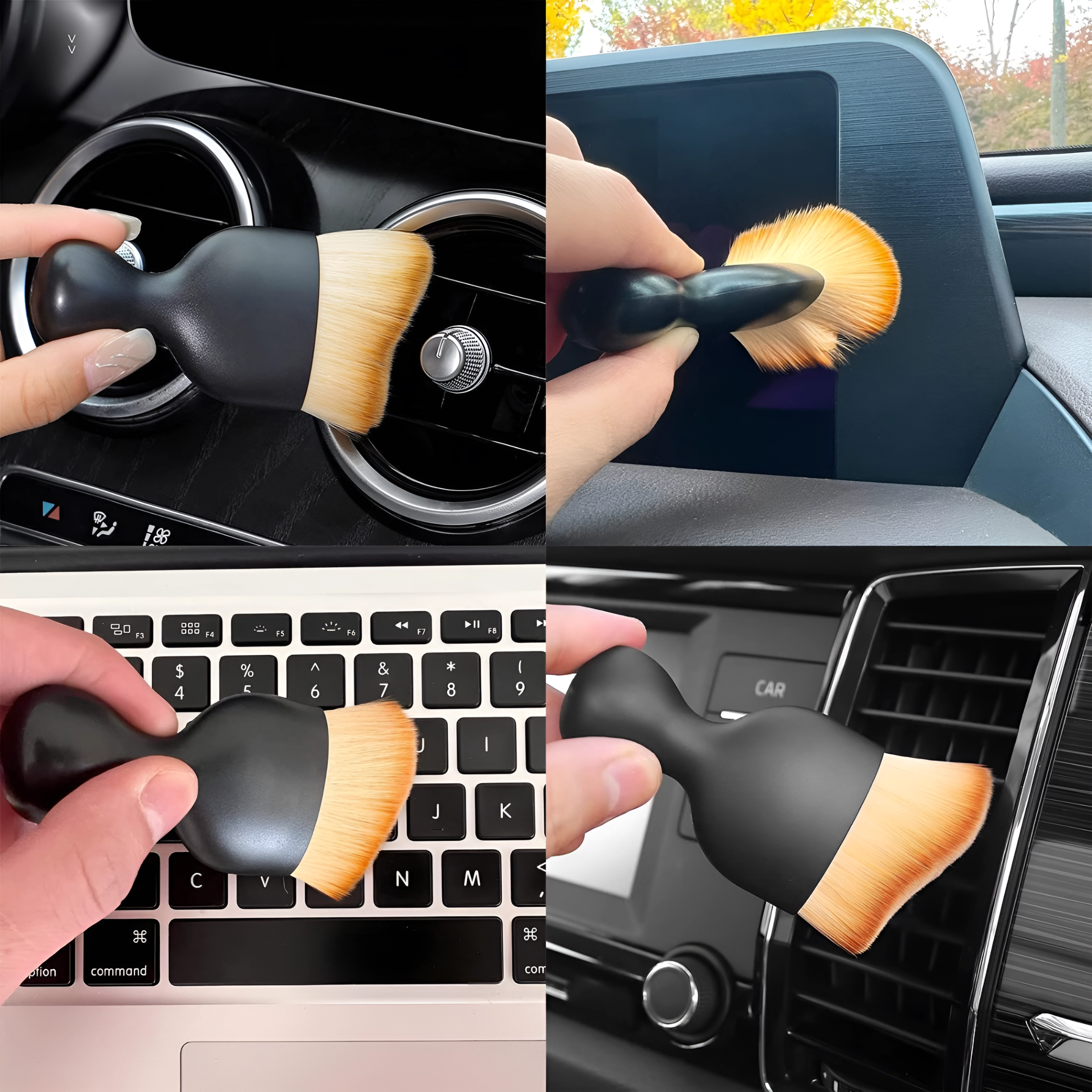 Progience Combo 4 PCS car cleaning kit Microfiber Car Duster Interior & Exterior Car Cleaning Detailing Tool Scratch & Lint Free, Pollen Removing Extendable Long Handle Duster for Car & Motorcycle car Accessories