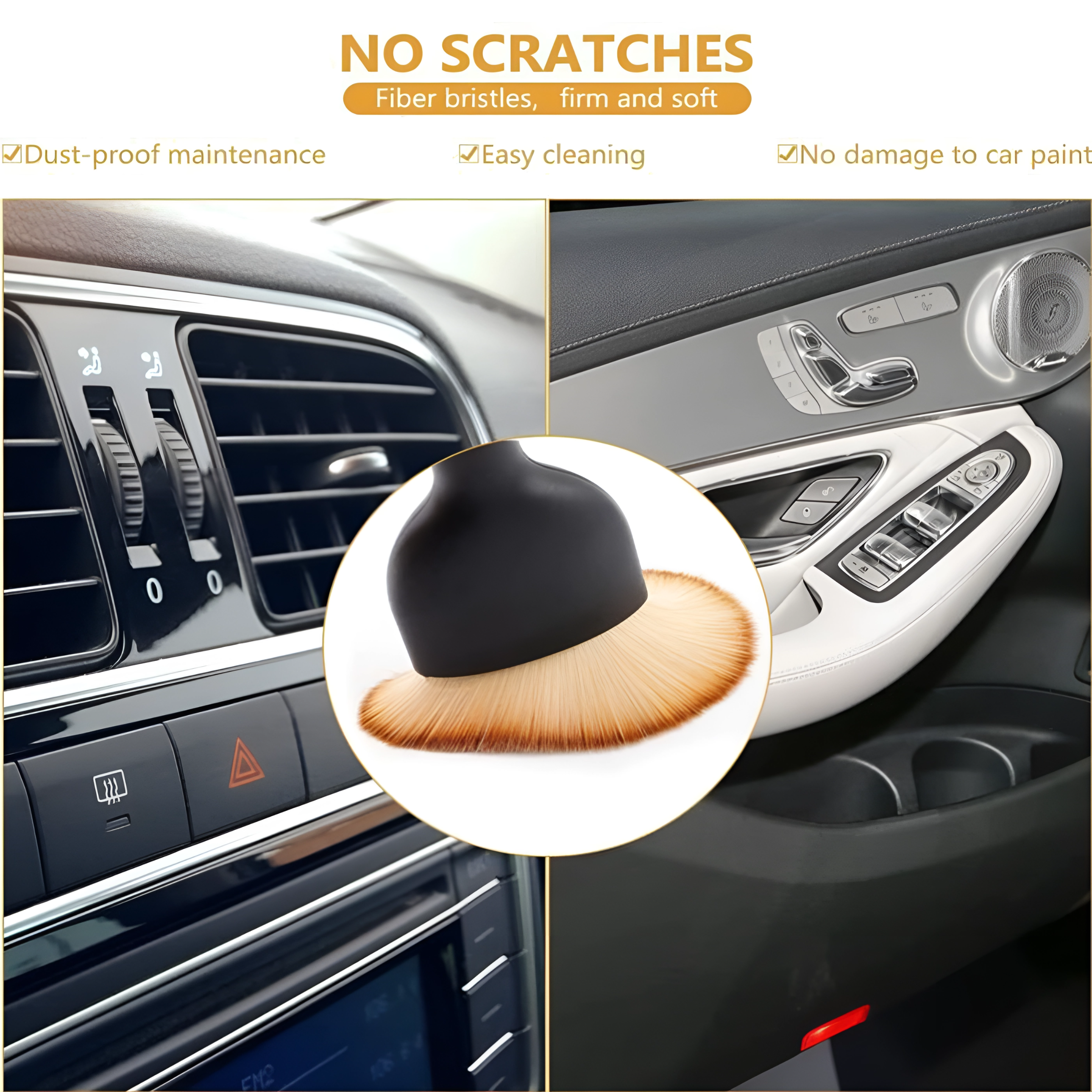 Progience Combo 4 PCS car cleaning kit Microfiber Car Duster Interior & Exterior Car Cleaning Detailing Tool Scratch & Lint Free, Pollen Removing Extendable Long Handle Duster for Car & Motorcycle car Accessories